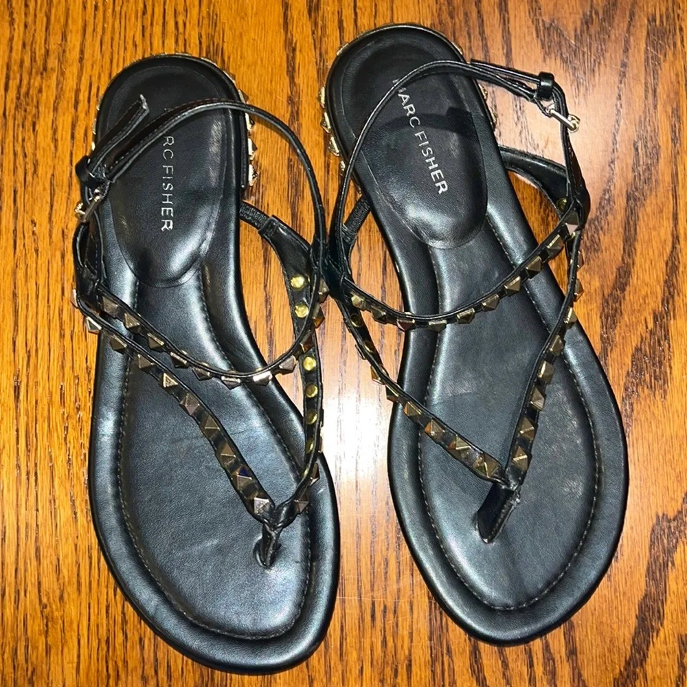 Marc Fisher Black Studded Gladiator Sandals - Picture 1 of 4